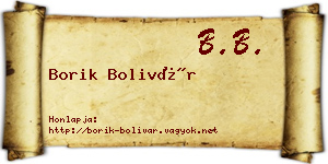 Borik Bolivár névjegykártya